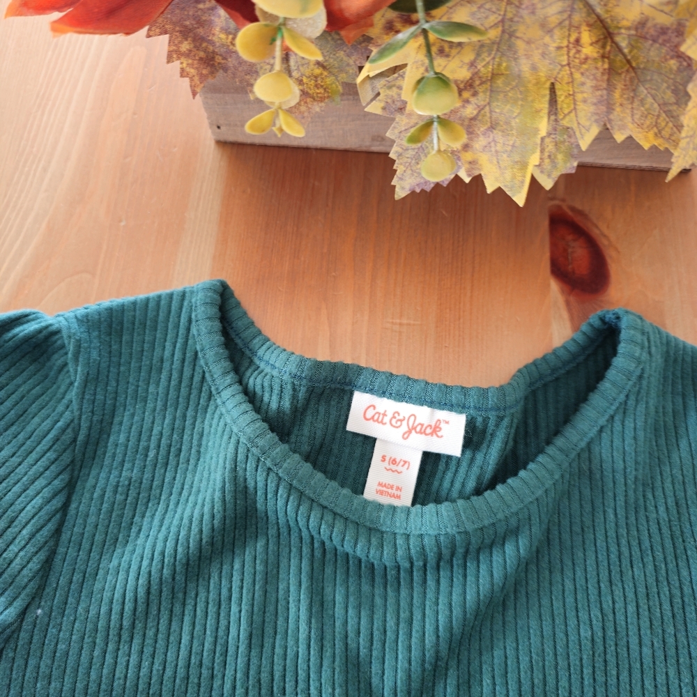 Cat & Jack - Girls' Long Sleeve Cozy Dress - Forest Green - Picture 7 of 10